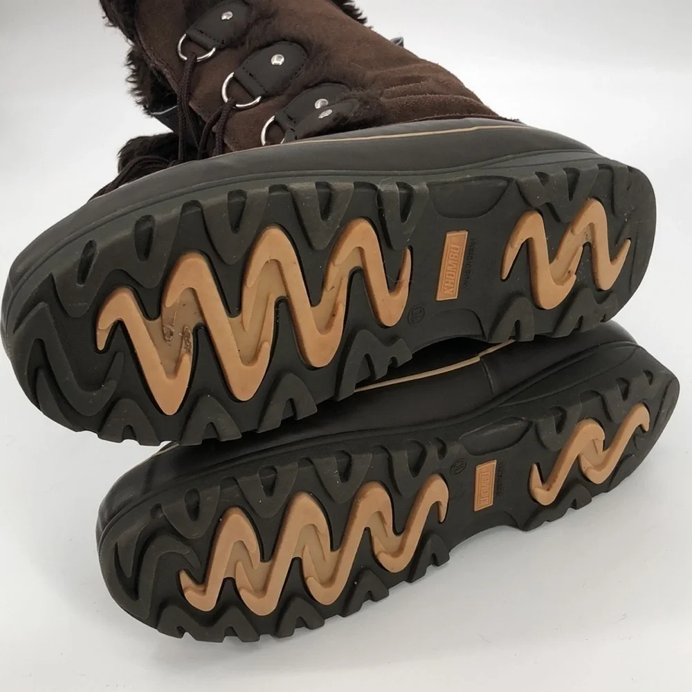 KHOMBU Size 10M Waterproof Winter Snow Boots Mid Calf Brown Lace Up